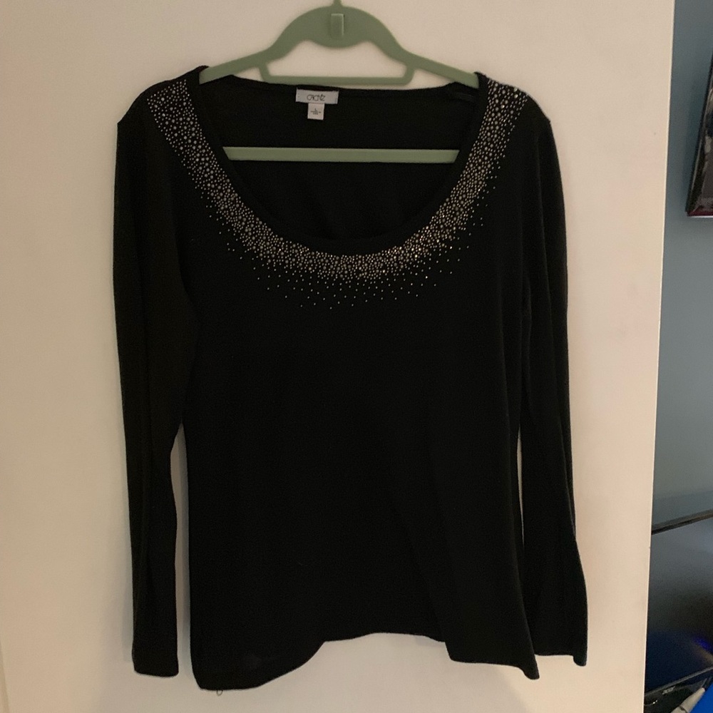 Cache Sexy Black Embellished Top Size L